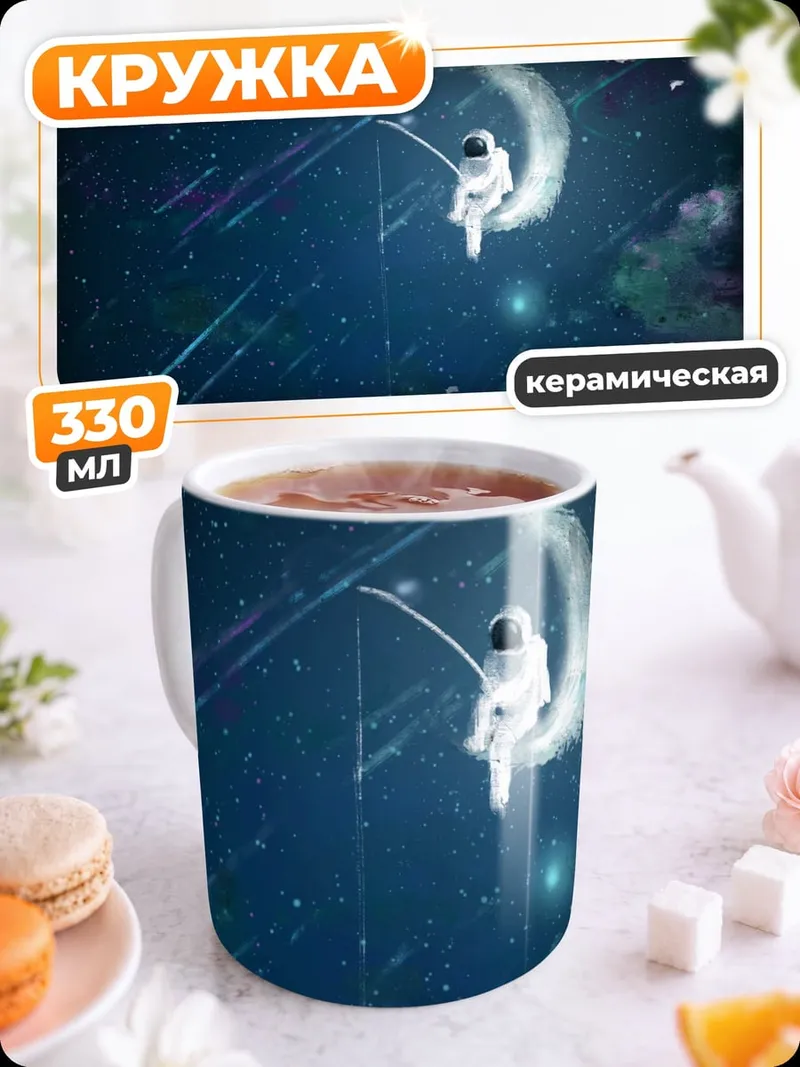 Кружка керамическая Астронавт на луне