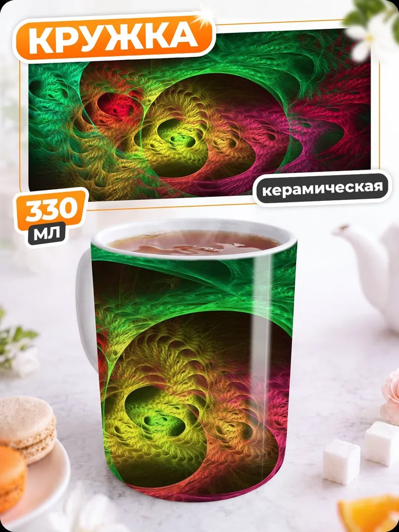 Кружка керамическая абстрактные формы черепов