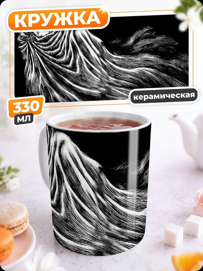Кружка керамическая Гатс Черный Мечник