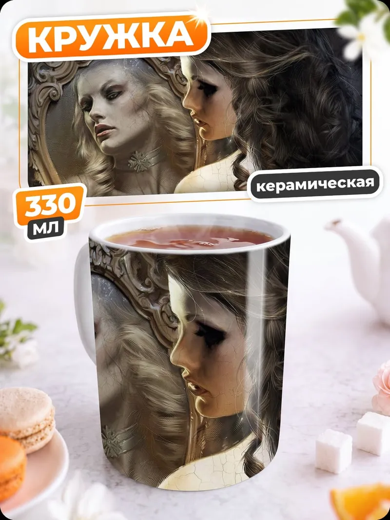 Кружка керамическая отражение в зеркале