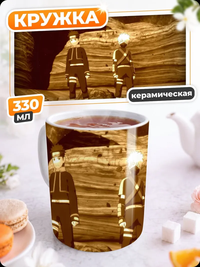 Кружка керамическая два ниндзя в пустыне