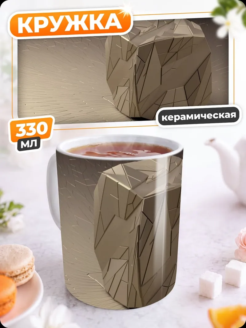 Кружка керамическая геометрический куб оригами