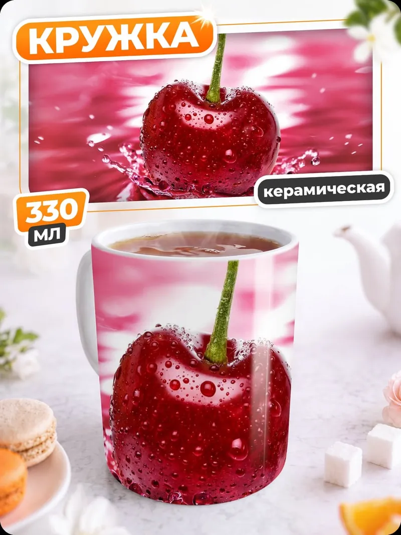 Кружка керамическая Вишневый всплеск воды