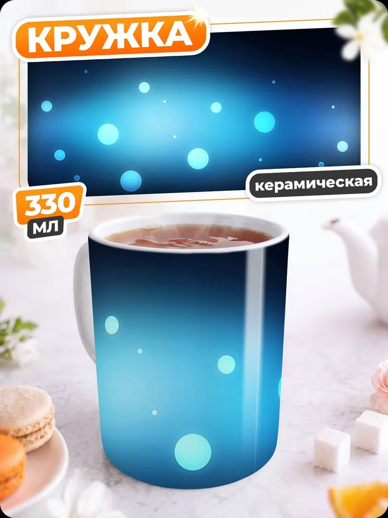 Кружка керамическая Синие пузыри фон