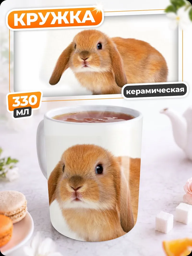Кружка керамическая Рыжий кролик