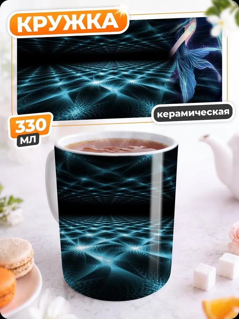 Кружка керамическая Девушка в неоновом мире
