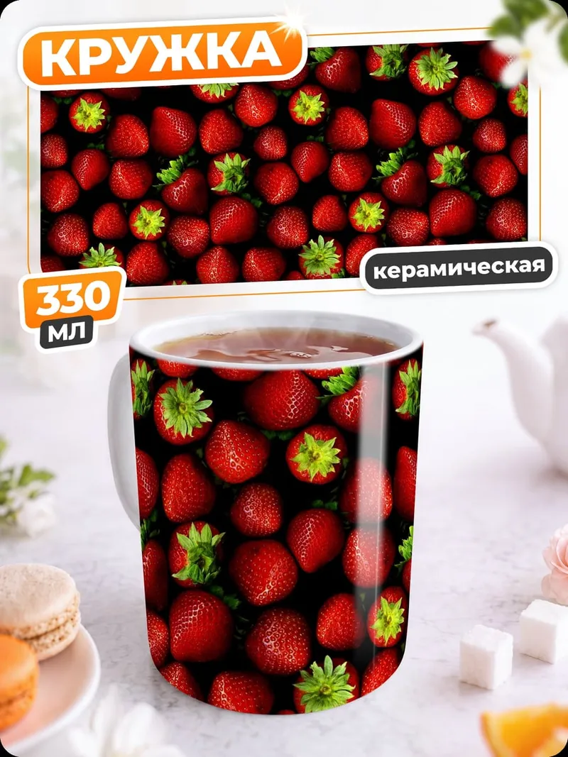 Кружка керамическая Клубничная текстура