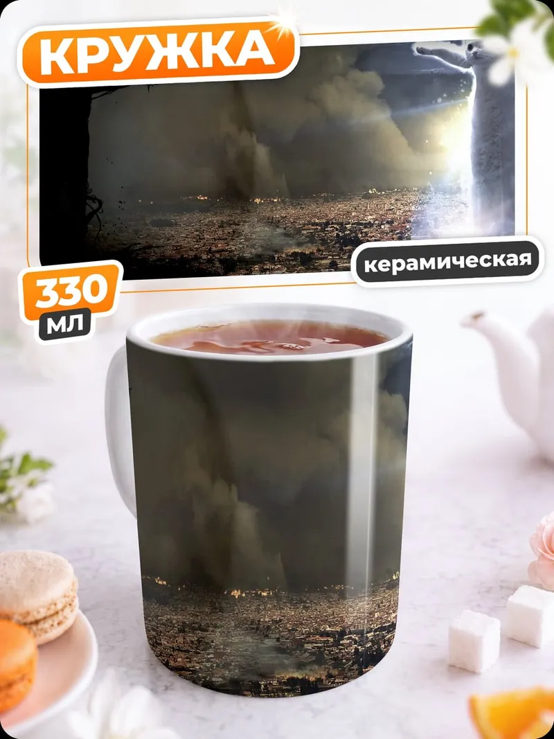 Кружка керамическая Черный и белый кот