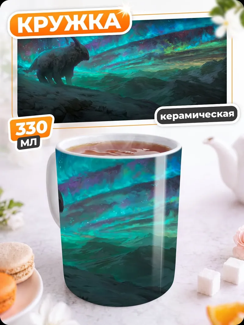 Кружка керамическая Единорог Северное Сияние