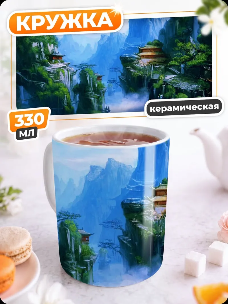 Кружка керамическая китайские горы