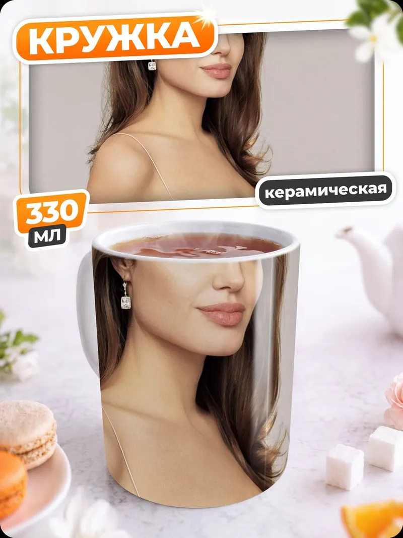 Кружка керамическая Анджелина Джоли портрет