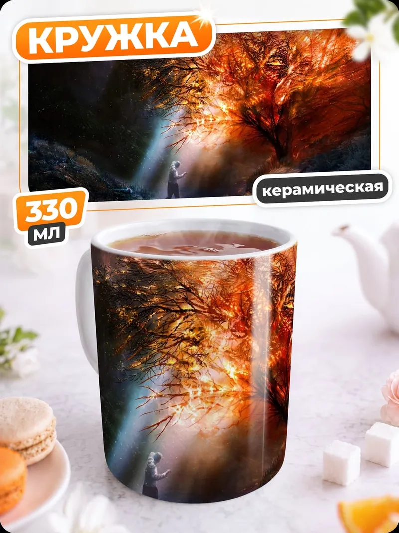 Кружка керамическая Древо жизни в огне