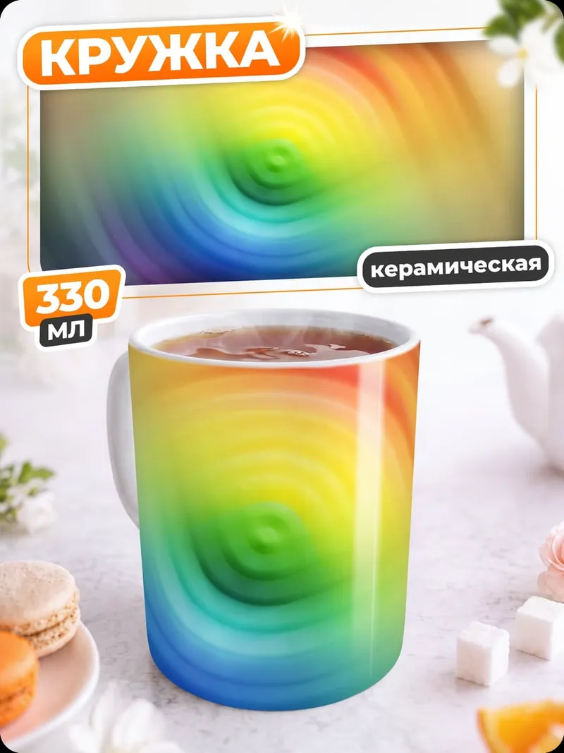 Кружка керамическая Радужный вихрь