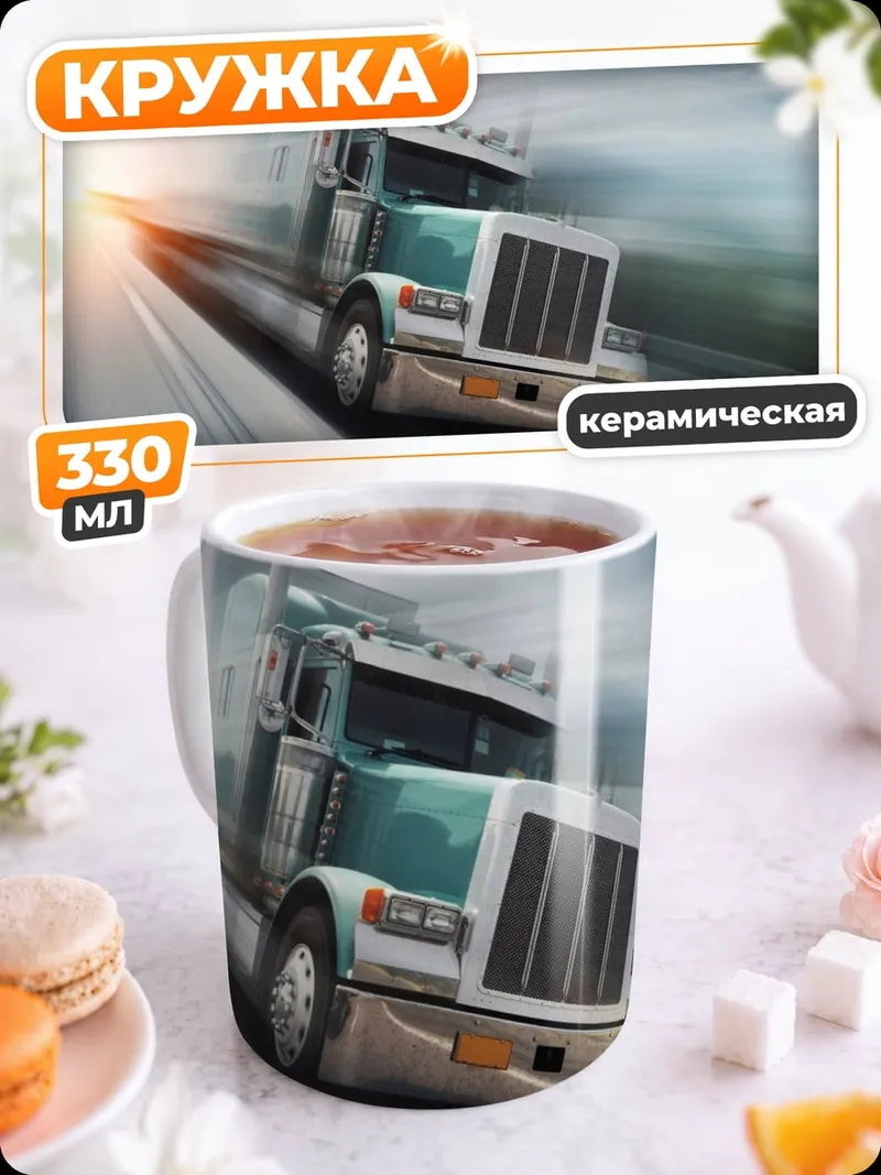 Кружка керамическая Грузовик на дороге
