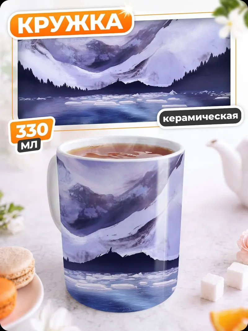 Кружка керамическая Заснеженные горы