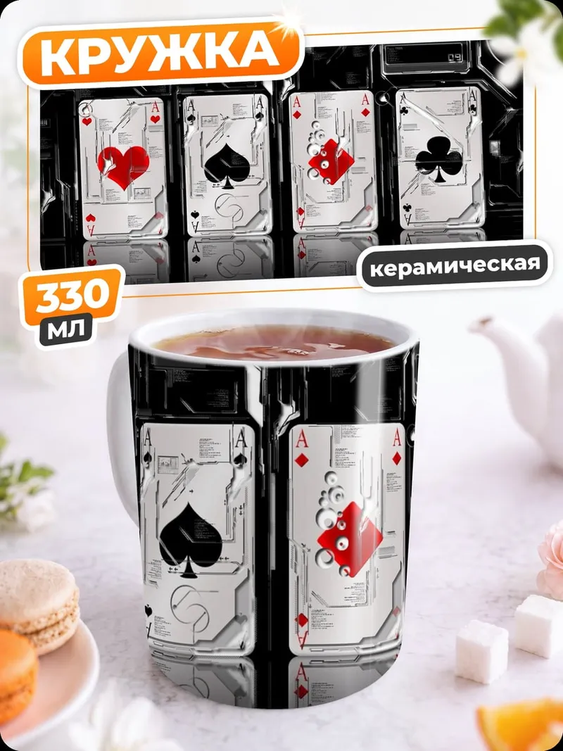 Кружка керамическая Четыре карты туза