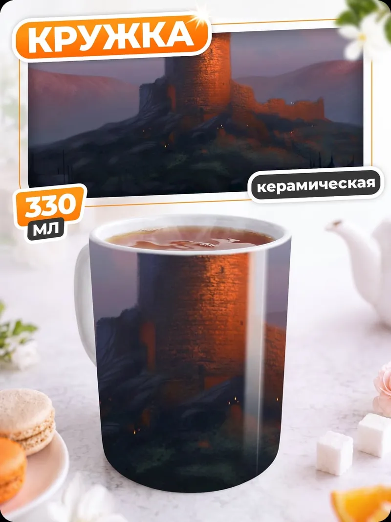 Кружка керамическая Замок на холме
