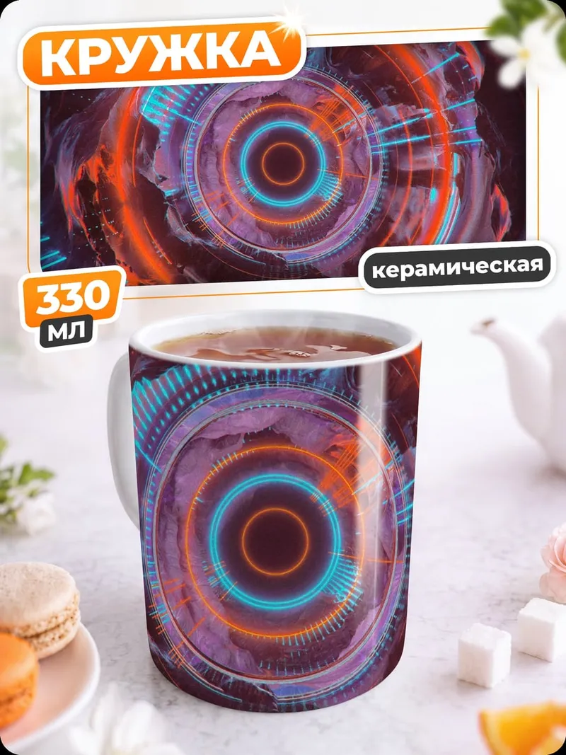 Кружка керамическая неоновый туннель