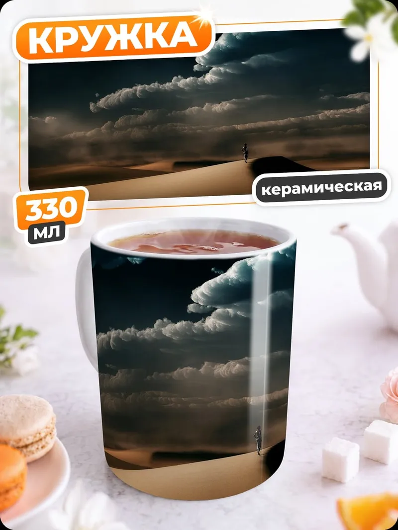 Кружка керамическая Одинокий путник пустыня