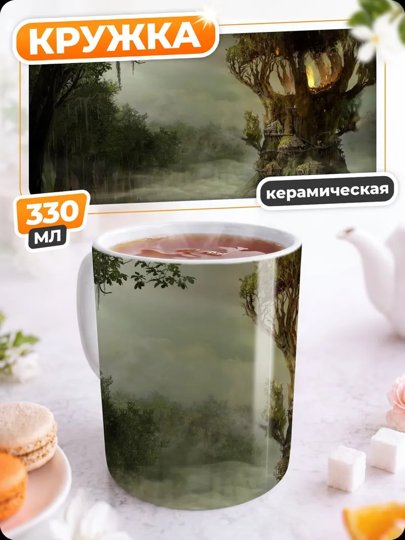 Кружка керамическая волшебный дом на дереве