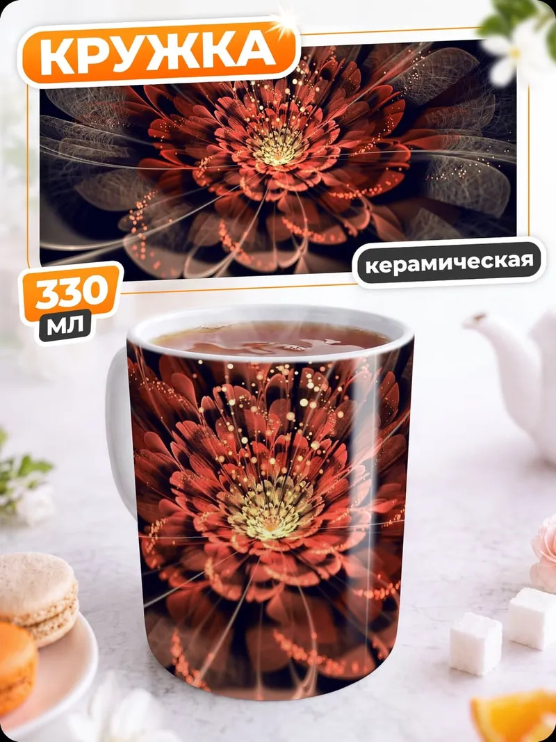 Кружка керамическая цветочная фракта