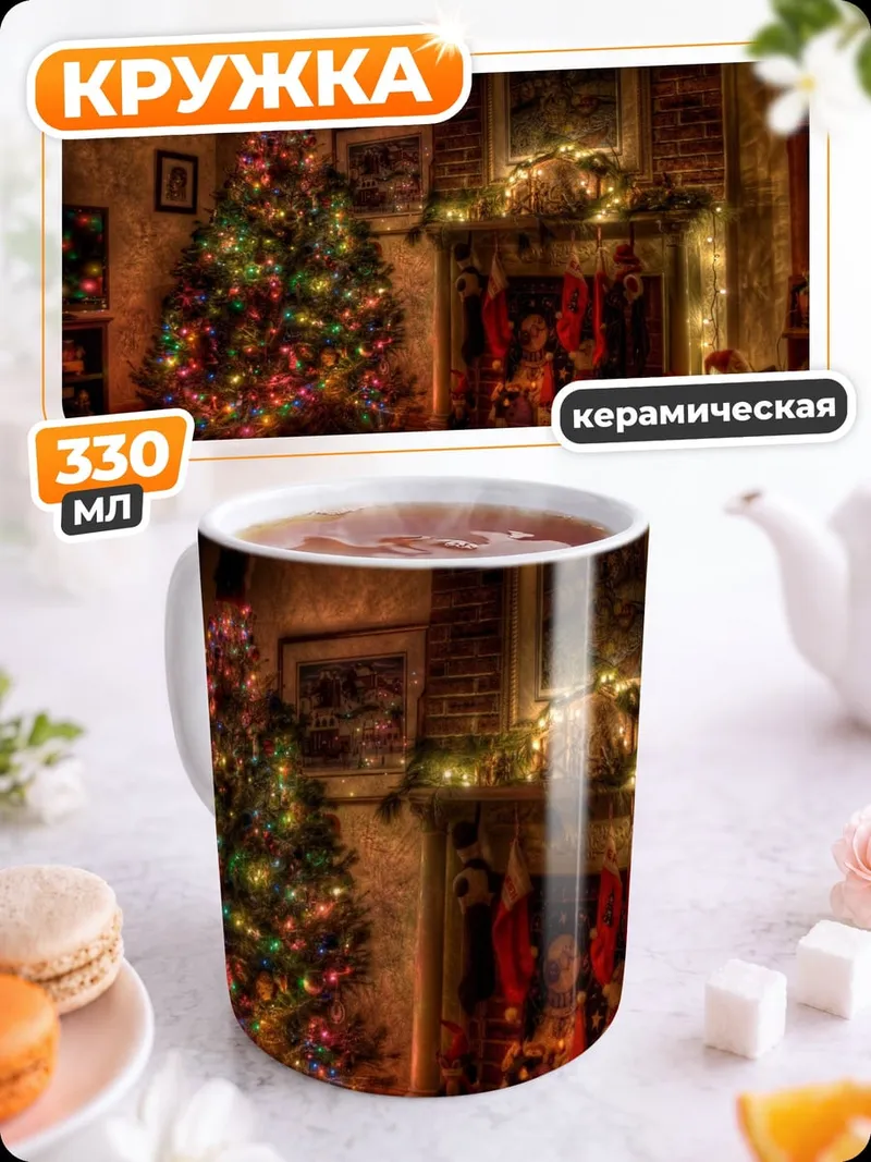 Кружка керамическая рождественская елка