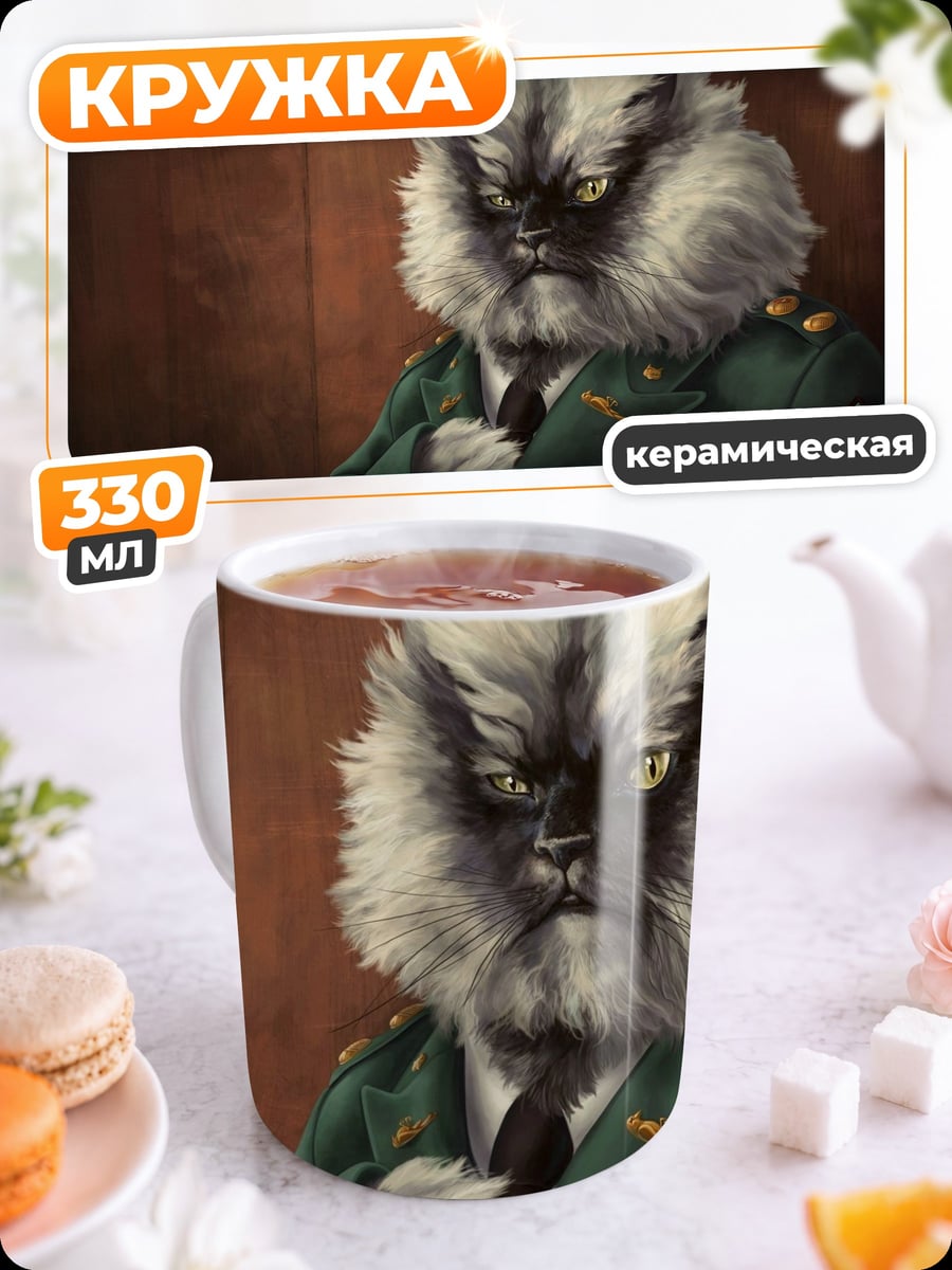 Кружка керамическая Генерал кот