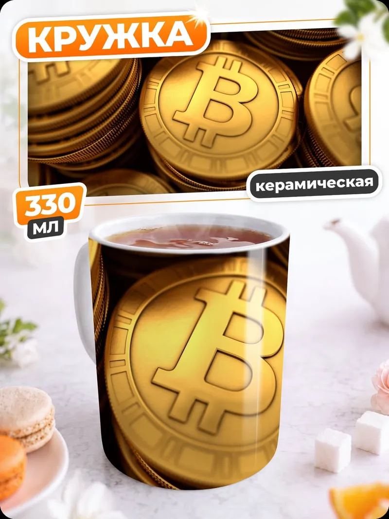 Кружка керамическая Золотые биткоины