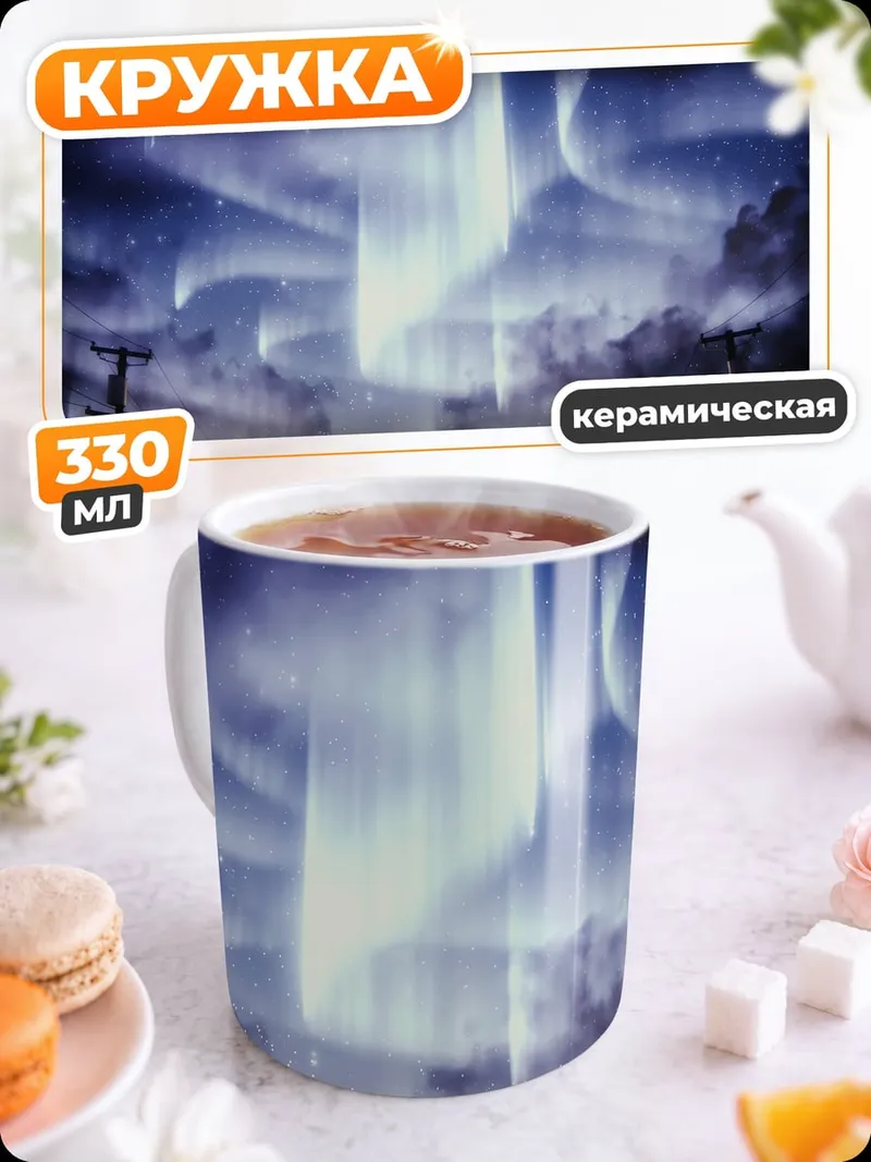 Кружка керамическая Северное сияние