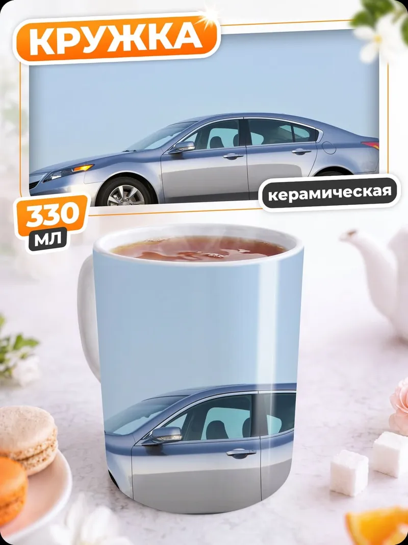 Кружка керамическая Серебристый седан