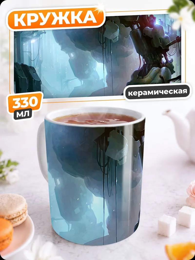 Кружка керамическая Гигантский робот в тумане