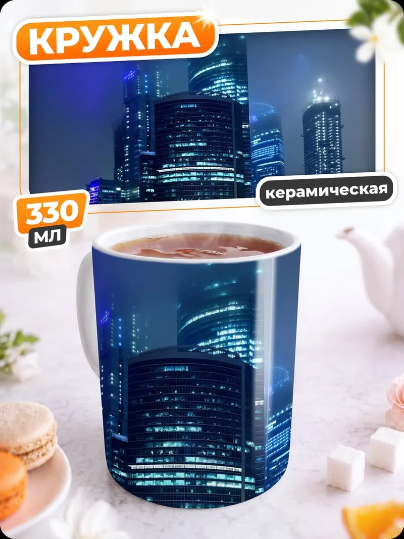 Кружка керамическая Небоскребы в тумане