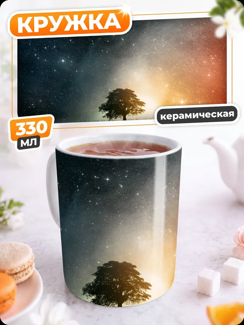Кружка керамическая Дерево под звездами