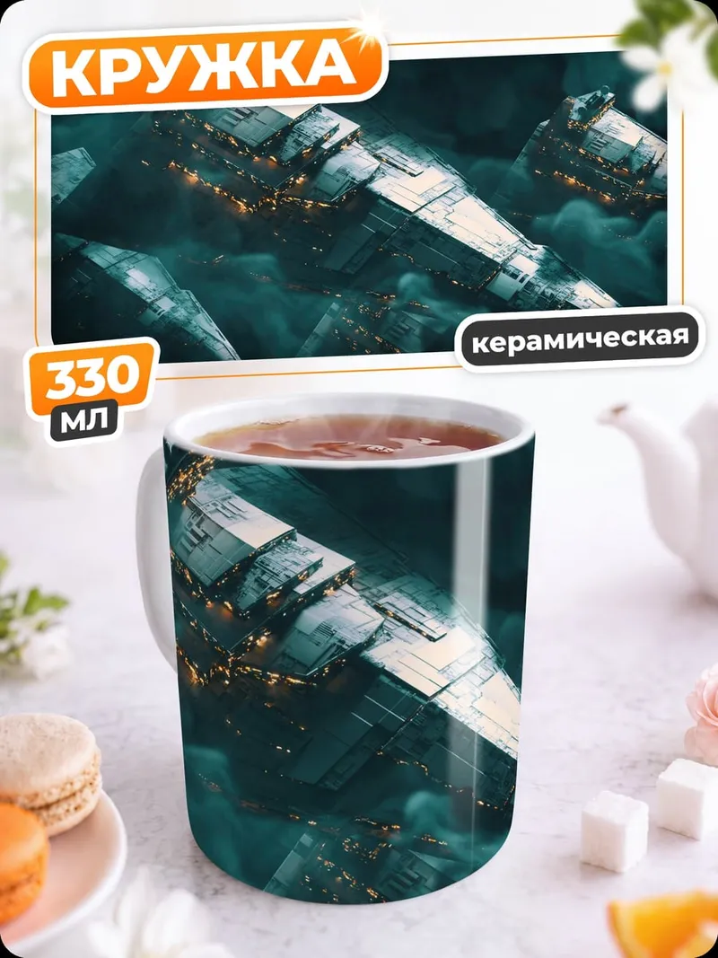 Кружка керамическая Космический флот туман