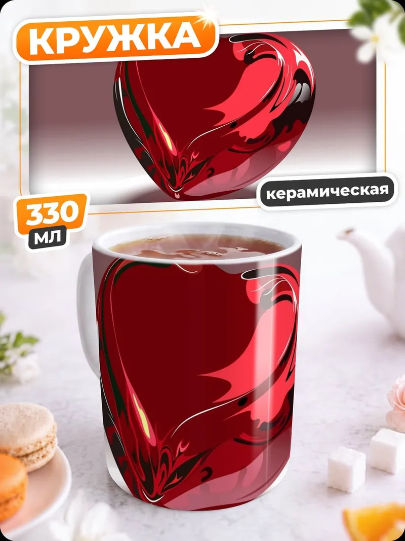 Кружка керамическая Красное сердце