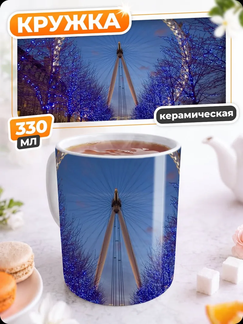 Кружка керамическая Лондонский глаз ночь