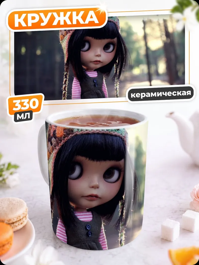 Кружка керамическая Кукла в лесу