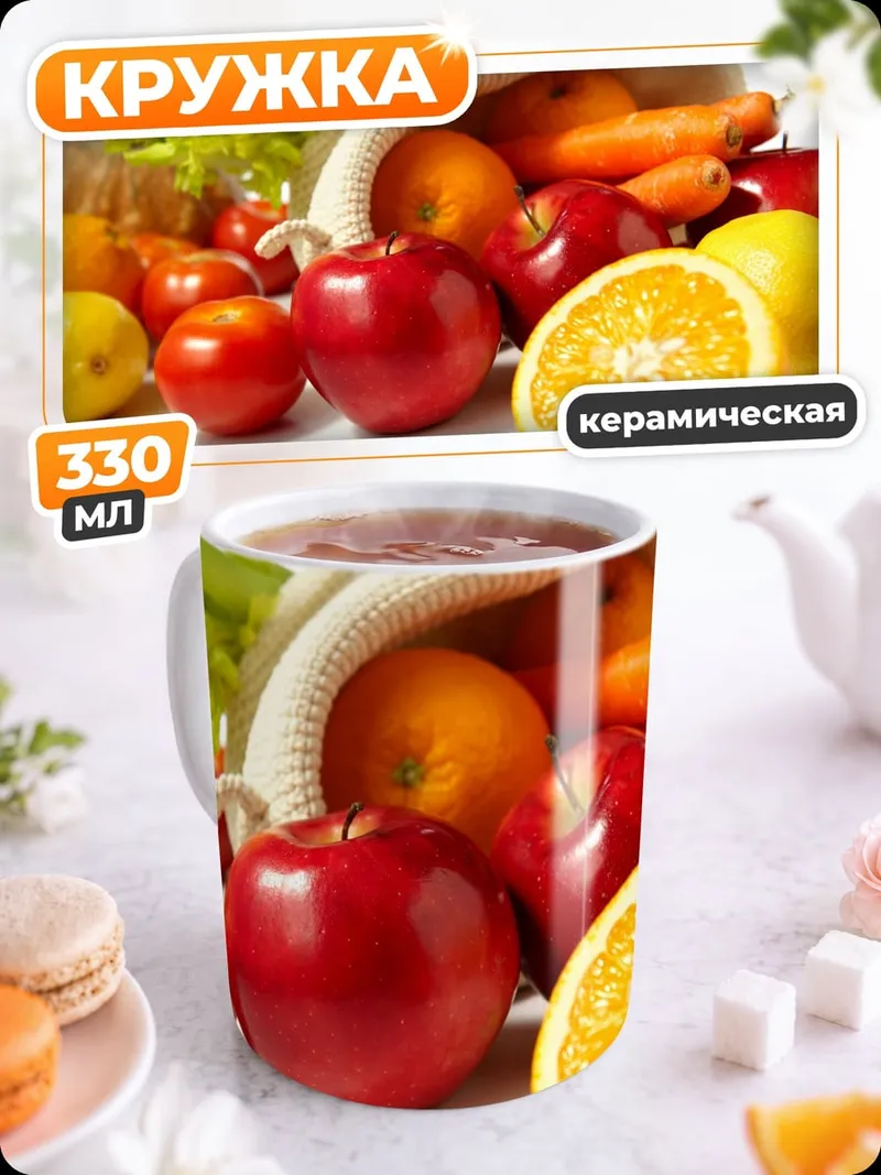 Кружка керамическая Свежие фрукты и овощи