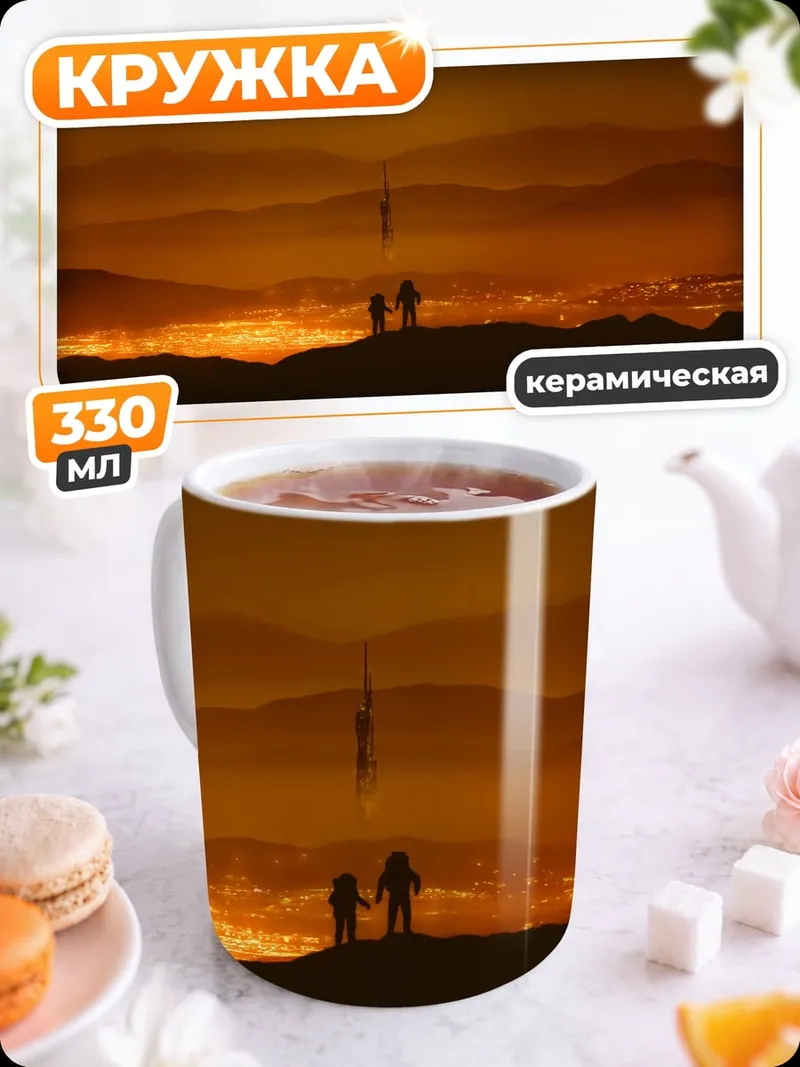 Кружка керамическая Два силуэта на закате