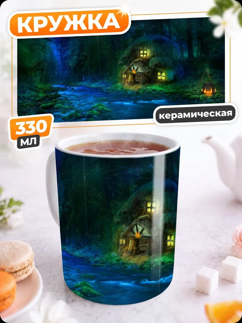 Кружка керамическая сказочный лесной домик