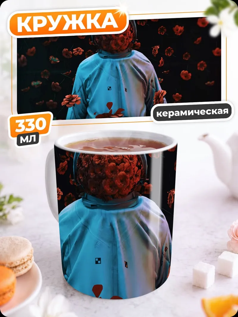 Кружка керамическая астронавт в цветах