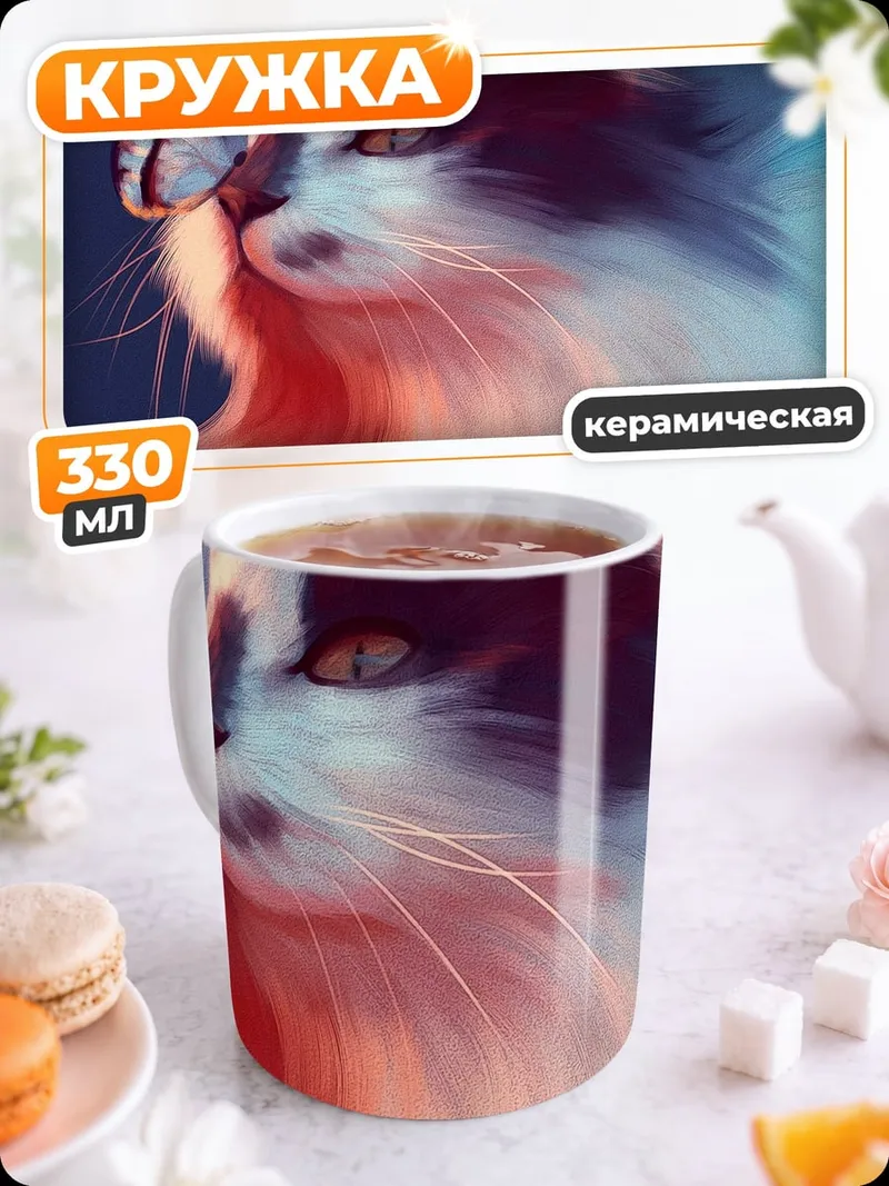 Кружка керамическая Кот и бабочка