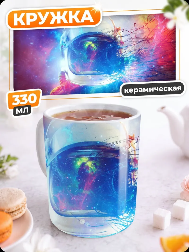 Кружка керамическая Космонавт взрыв цвета