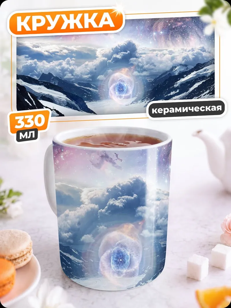 Кружка керамическая Космический портал горы
