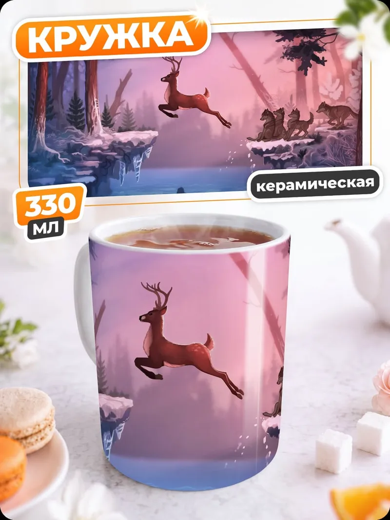 Кружка керамическая Олень Лесной Прыжок