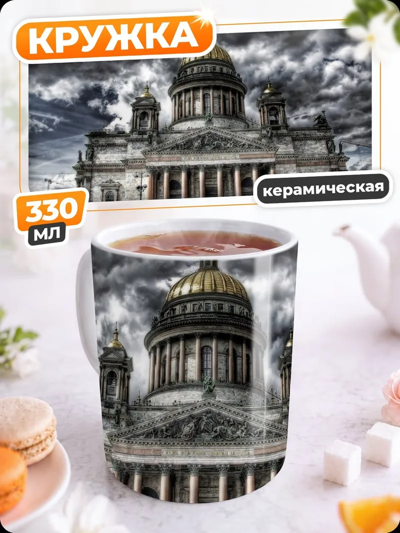 Кружка керамическая исаакиевский собор грозовое небо