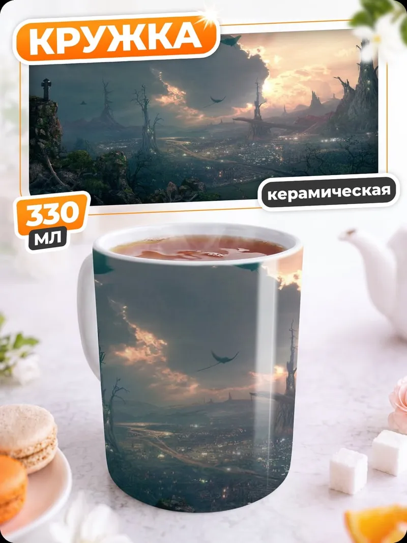 Кружка керамическая Фэнтезийный город