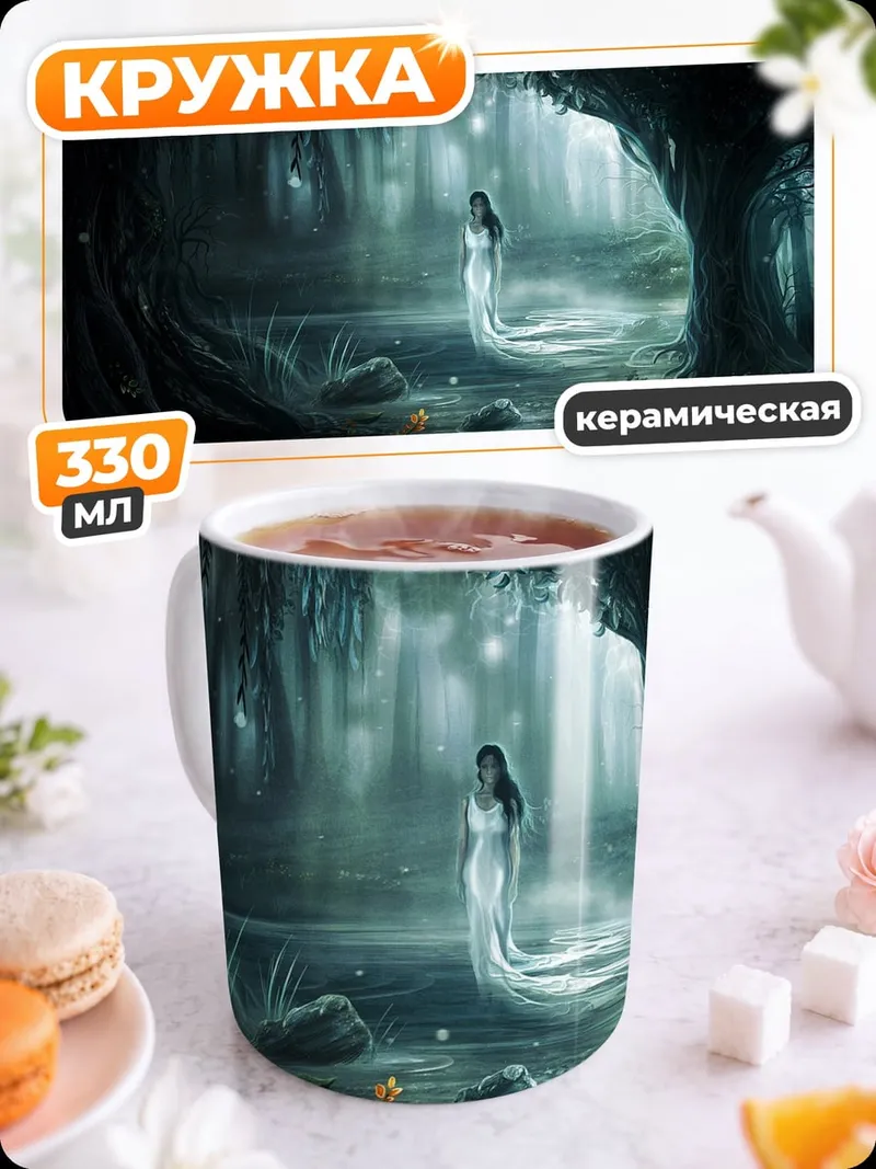 Кружка керамическая Лесная нимфа в тумане