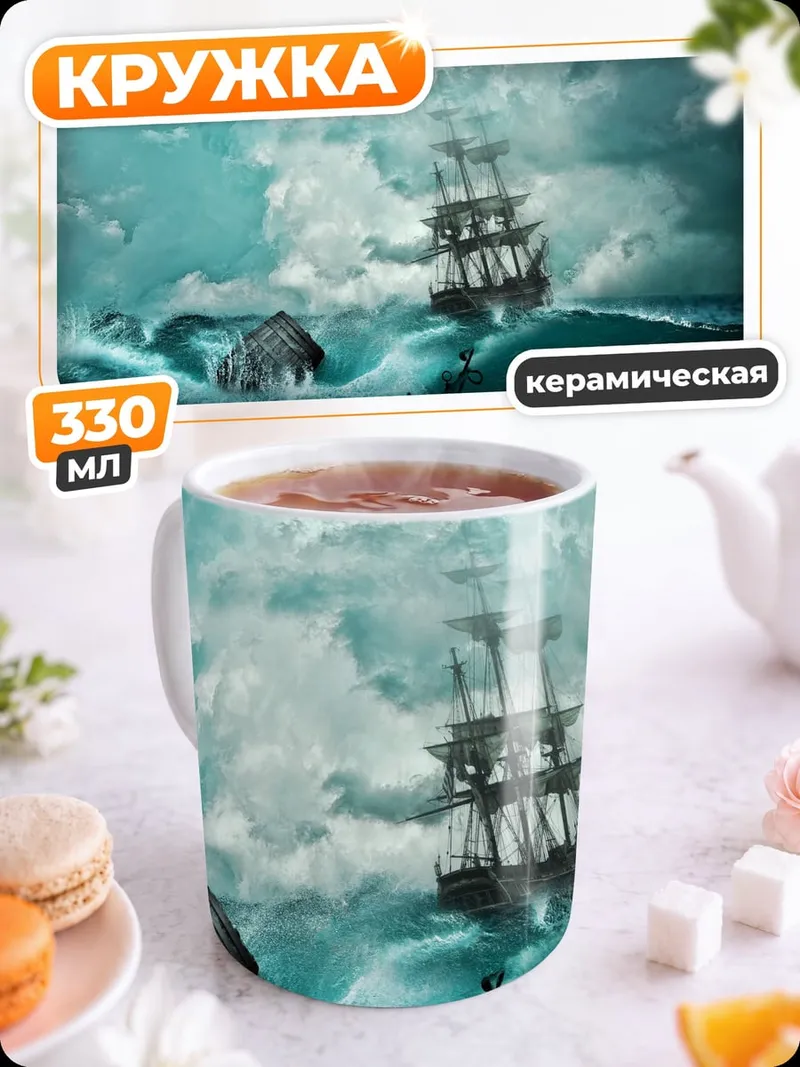 Кружка керамическая Корабль в шторме