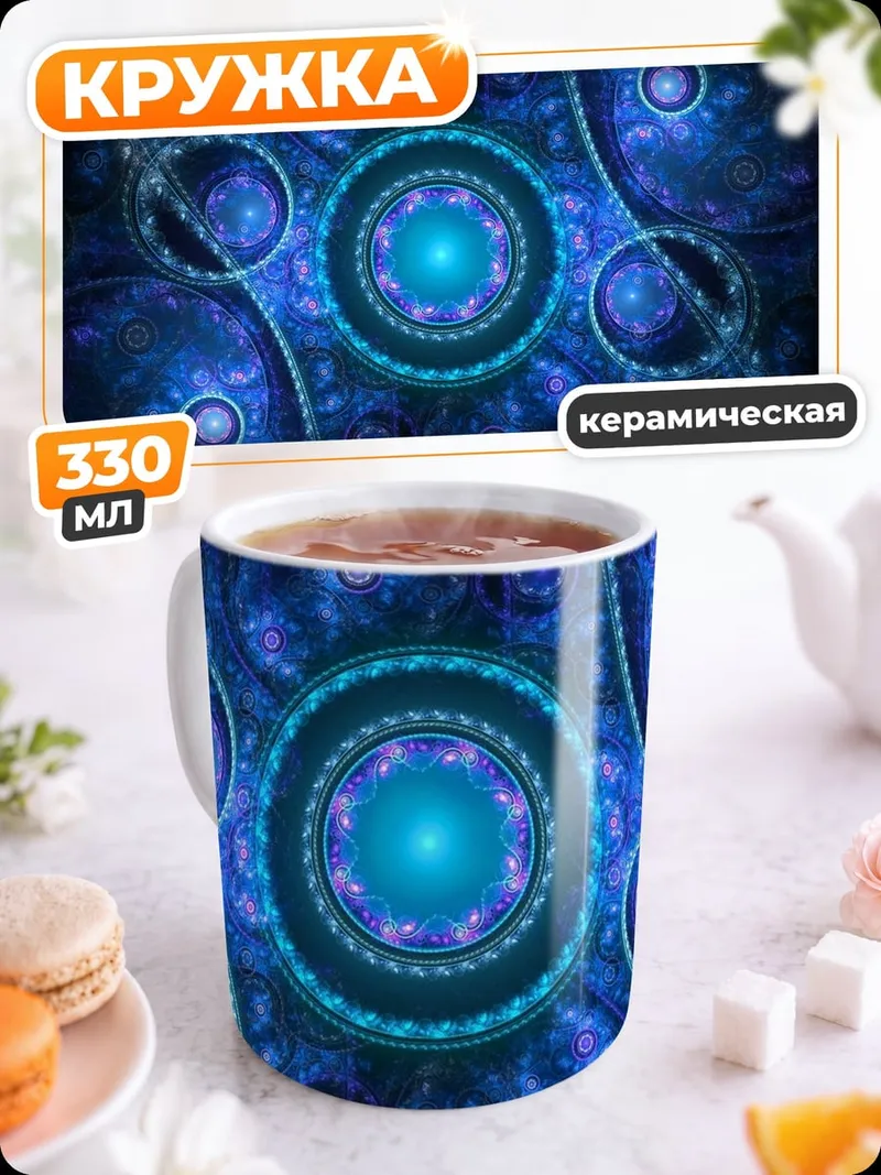 Кружка керамическая Синяя космическая спираль